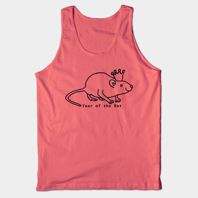 Year of the Rat with Crown Outline Tank Top by ellenhenryart